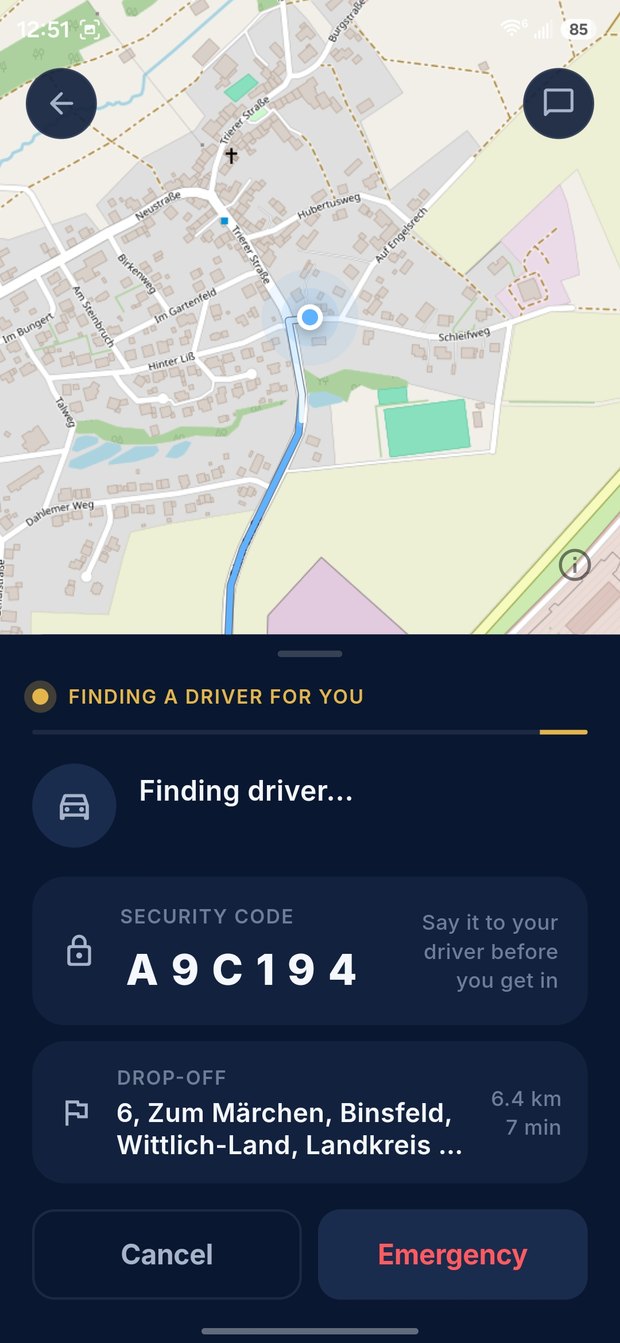 The security code screen